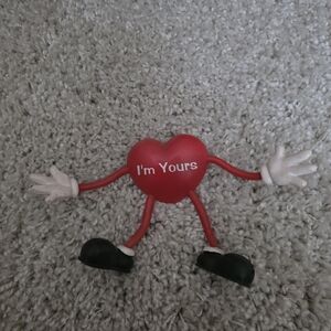 Source Unknown Red Heart Figurine with White Hands and Black Shoes